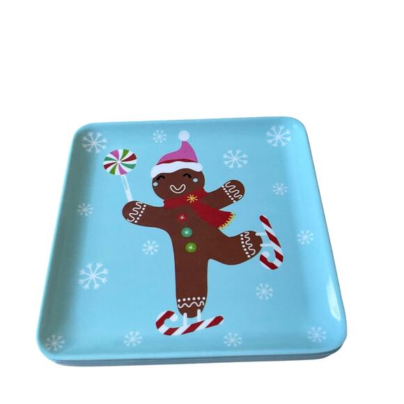Sugarplum Dreams CHRISTMAS GINGERBREAD Appetizer Plate 5.75in Melamine Set 4 NEW - Picture 7 of 12